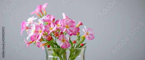 Wallpaper Mural Delicate pink and white Bacopa monnieri blooms in a clear glass vase, stock photo, background Torontodigital.ca