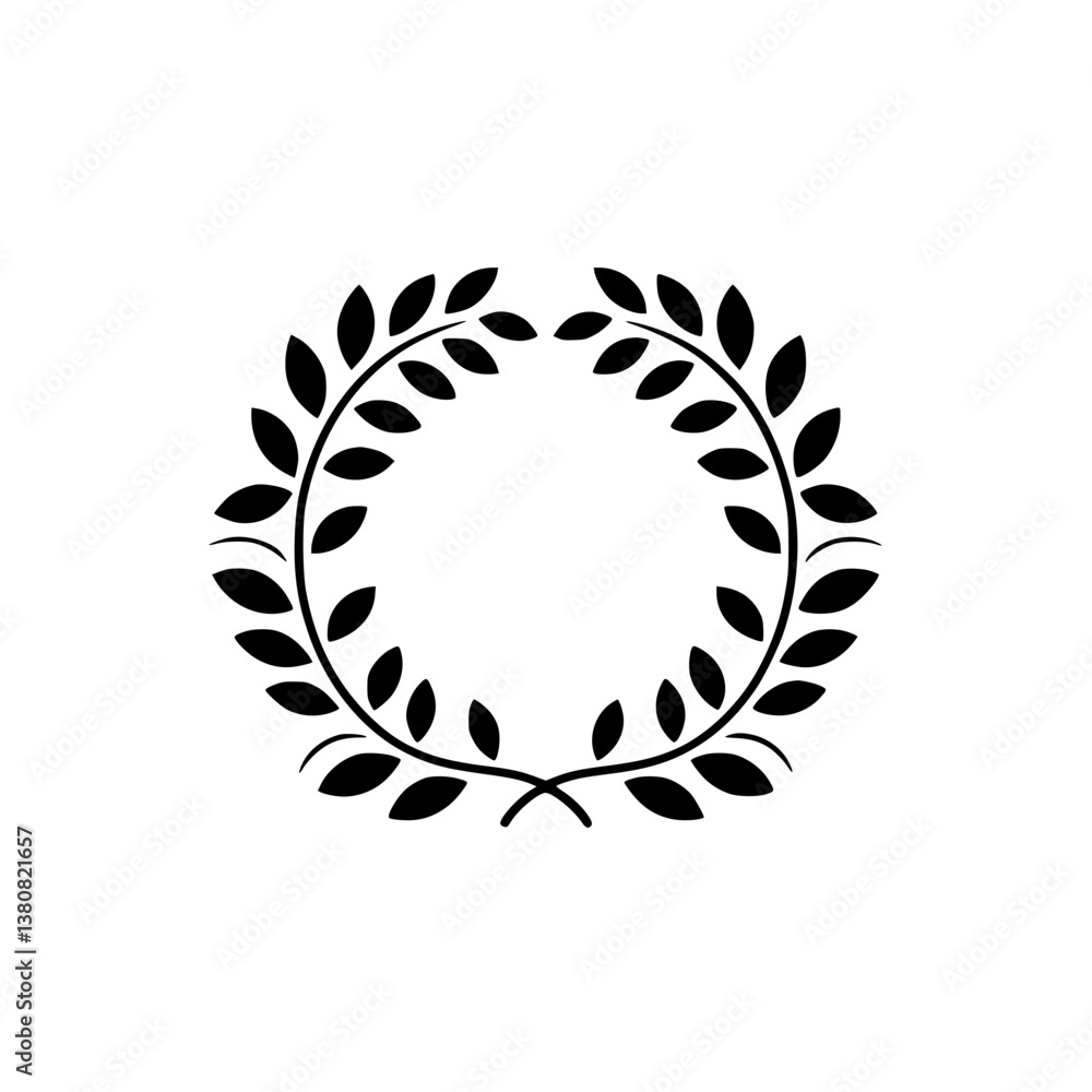 Obraz premium Elegant Black Laurel Wreath on White Background - Emblem, Logo, Design Element