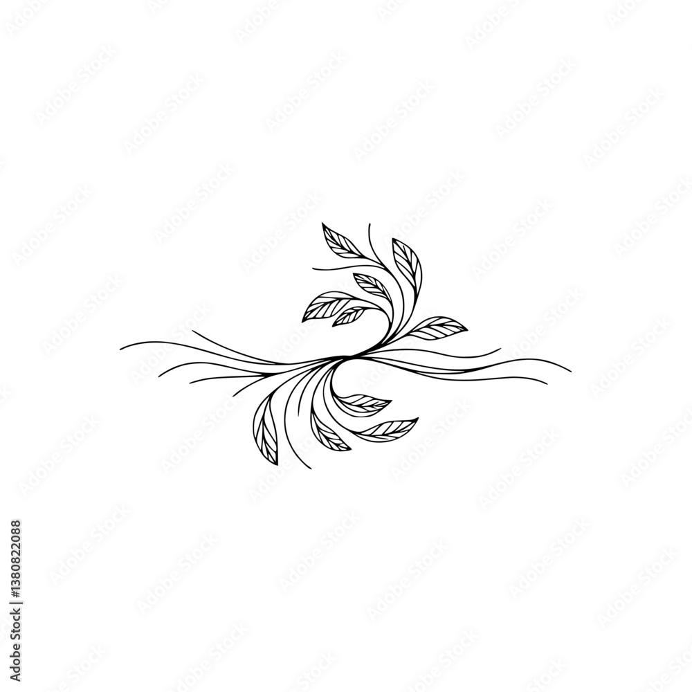 Minimalist Floral Line Drawing, Elegant Design Element Minimalist Floral Line Drawing, Elegant Design Element