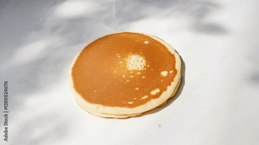 Fresh stack of pancakes served on a clean white table, perfect for breakfast or brunch Fresh stack of pancakes served on a clean white table, perfect for breakfast or brunch