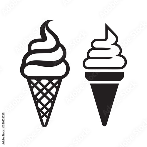 Silhouette and outline of Ice Cream Icons
