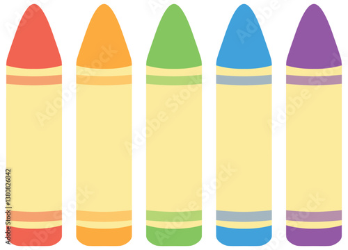 5色のクレヨン イラストセット ベクター素材
