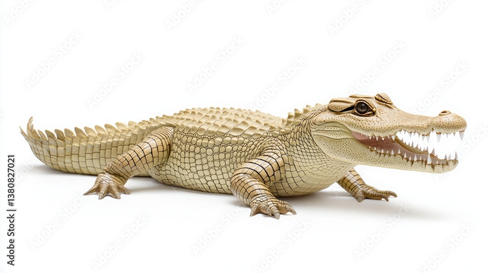 Naklejka premium Endangered species rehabilitation conservation wildlife. A detailed illustration of a crocodile, showcasing its distinct features and textures, emphasizing a realistic and artistic representation.