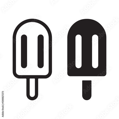 Silhouette and outline of Ice Cream Icons