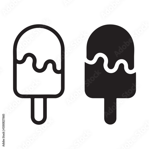 Silhouette and outline of Ice Cream Icons