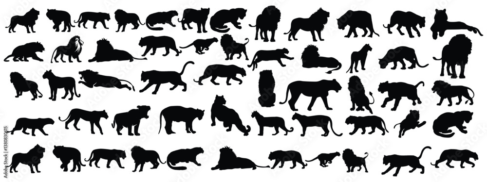 Lion silhouette vector set, stock illustration Lion silhouette vector set, stock illustration
