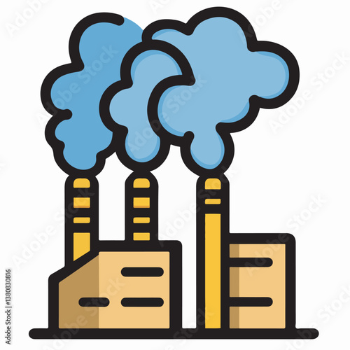 Factory complex emits smoke causing environmental pollution danger