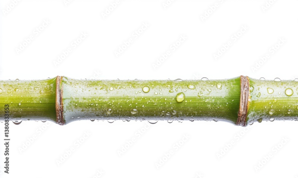 Fototapeta premium Wet bamboo stalk isolated on white for spa, wellness themes
