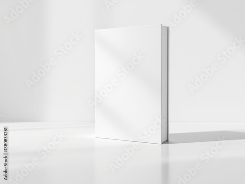 Blank floating white book on white background mockup