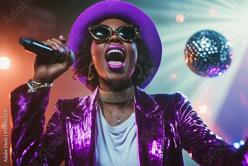 Singer Performs Energetically Under Bright Lights at a Lively Music Event in ...