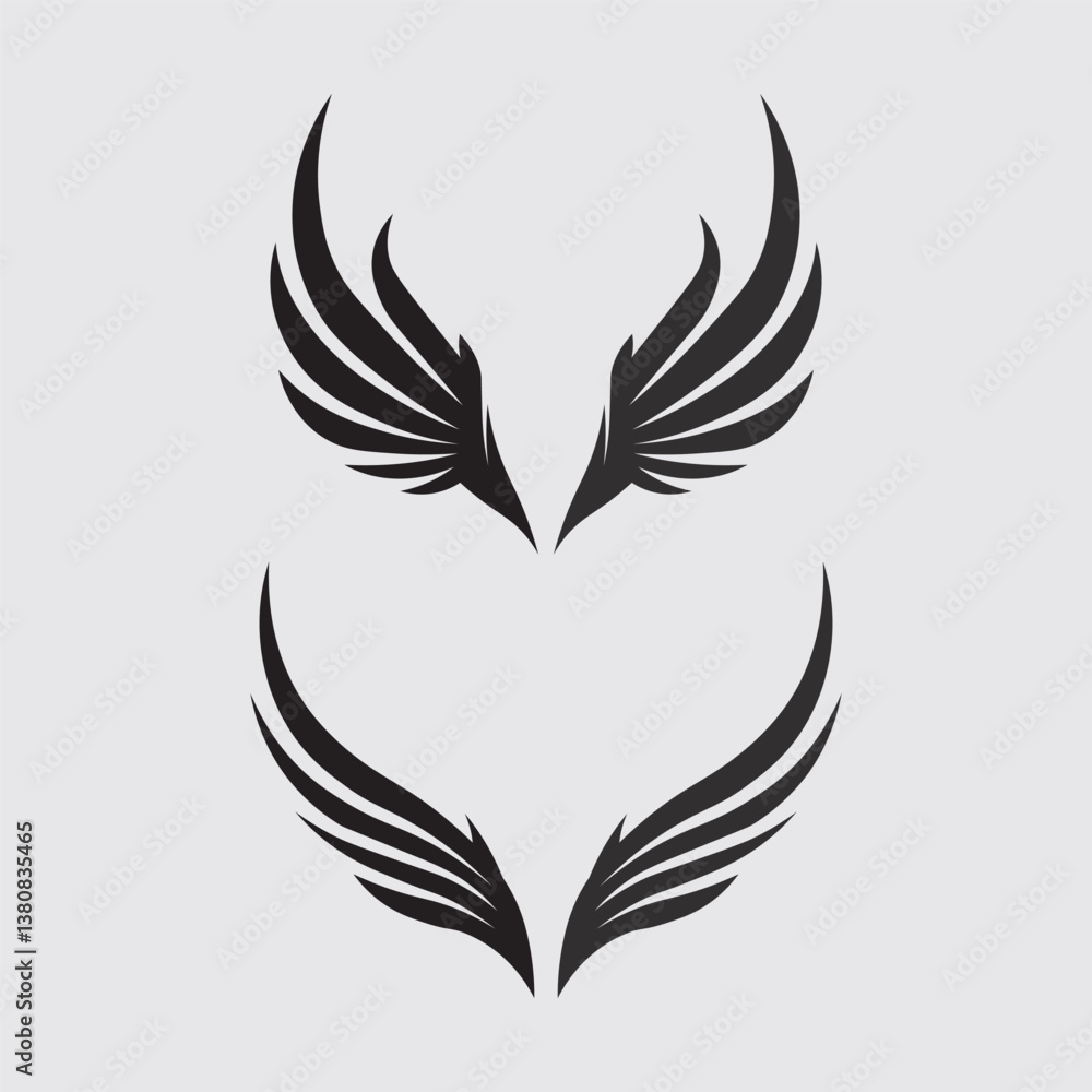 Wings logo and animal wings icon sign stock logo design graphic illustration Wings logo and animal wings icon sign stock logo design graphic illustration