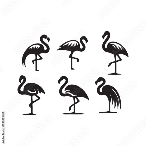 bird set of pink flamingos