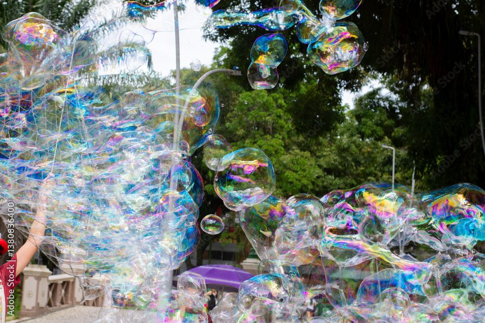 Fototapeta premium Soap bubbles in the park