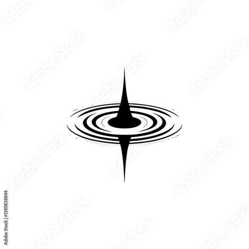 Minimalist Black Abstract: Droplet Impact & Ripples on White Background