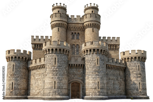 Majestic medieval castle with towers and stone walls for fantasy designs and historical themes