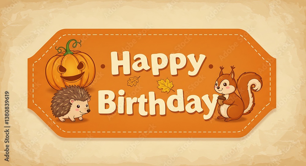 Fototapeta premium Autumn Birthday Charm AI Generated