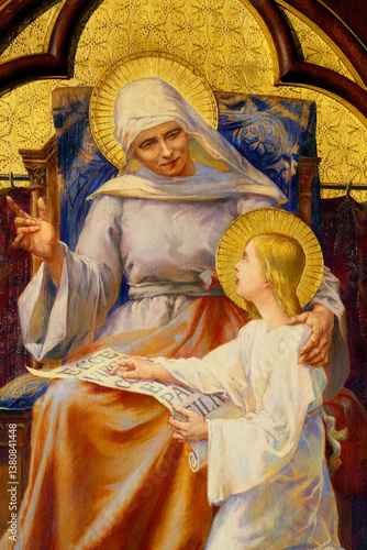 Εκτύπωση καμβά Nice old painting of Virgin Mary with her mother St. Anne.