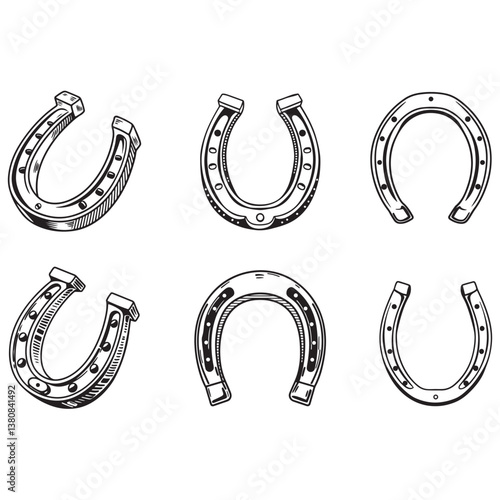 Vintage horseshoe silhouette isolated on white background. Horseshoe icon vector illustration.