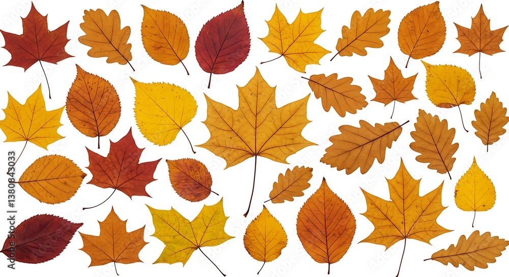 Obraz premium Autumn's Palette: A Leaf Collection AI Generated