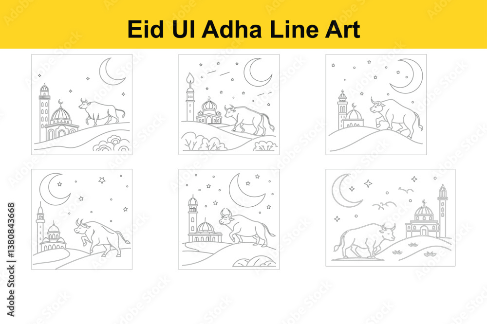 Obraz premium Eid Ul Adha Line Art Illustration