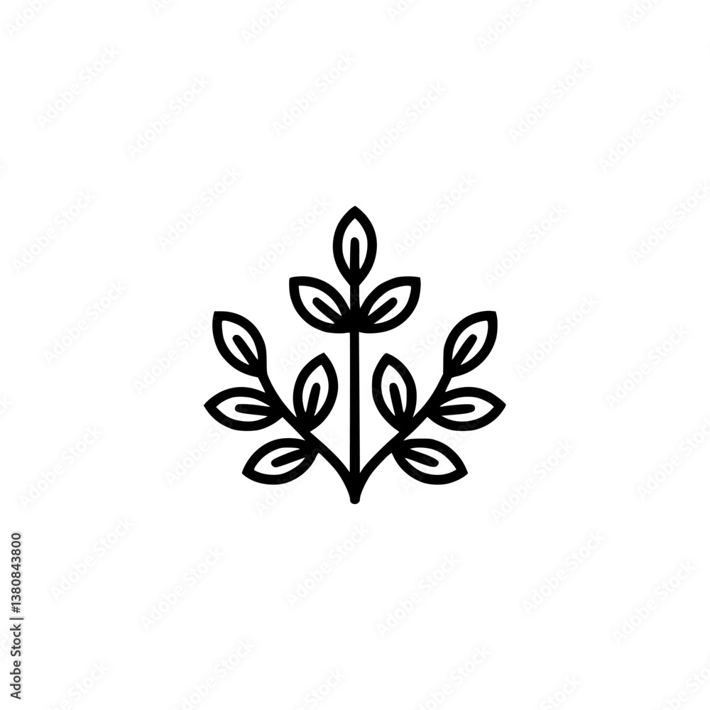 Minimalist Leafy Branch Logo: Black & White, Organic, Simple Design Minimalist Leafy Branch Logo: Black & White, Organic, Simple Design