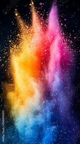 Colorful Explosion of Powder Creating Vibrant Clouds in Dark Background