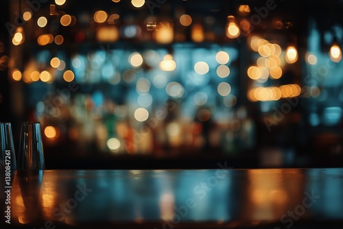 Warm Ambient Lights Create a Cozy Atmosphere in a Modern Bar During Evening H...