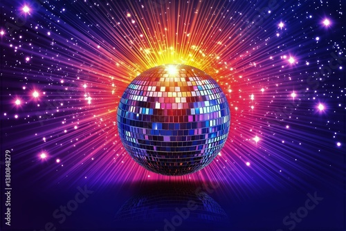 Cosmic Energy Sphere Radiating Vibrant Colors in a Vast Galaxy