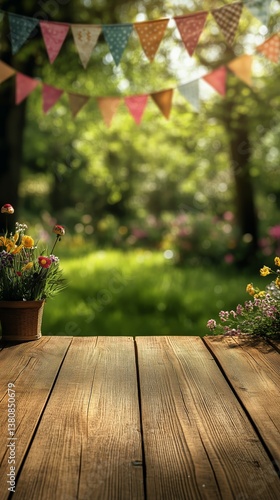 Colorful Flowers and Decorations Enhance a Serene Garden Space in Springtime ...