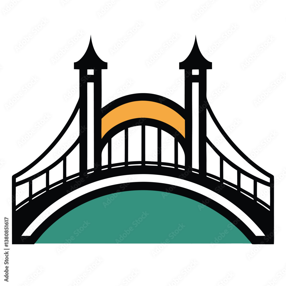 Obraz premium bridge logo vector icon illustration design templa.