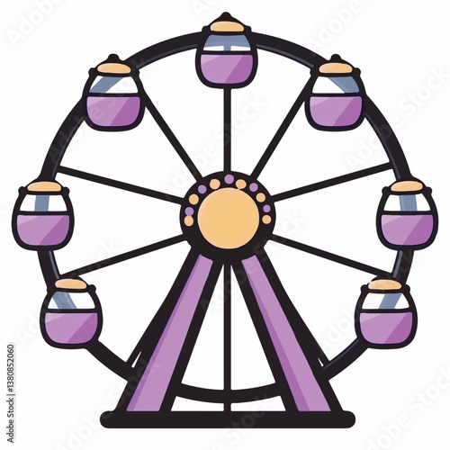 Cartoon ferris wheel rotates amusement park fun fairgrounds graphic
