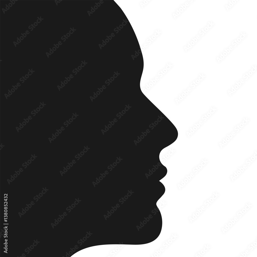Female face abstract profile silhouette isolated on white background. Vector illustration Female face abstract profile silhouette isolated on white background. Vector illustration