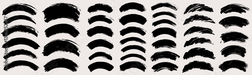 Brush stroke vector. Painted curves, isolated on white background. Grunge textured design elements