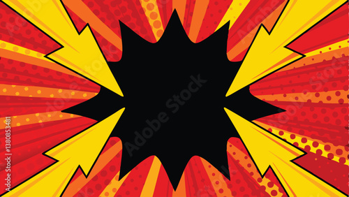 Dynamic Comic Book Explosion Red, Yellow, Black Power Burst
