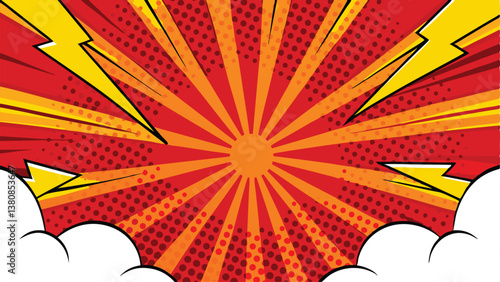 Comic Book Explosion Red, Orange, Yellow Sunburst Background