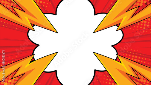 Comic Book Style Background Red, Yellow, Power, Explosion, Bang