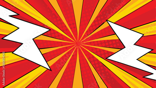 Comic Book Explosion Background Red, Yellow, Pop Art Style