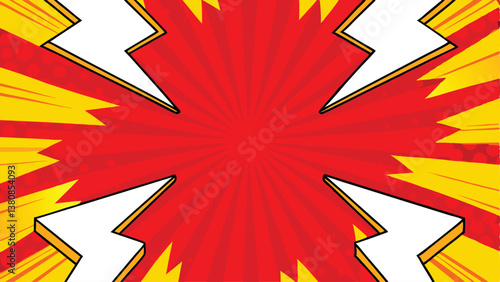 Dynamic Comic Book Explosion Red, Yellow, Energy, Power, Background