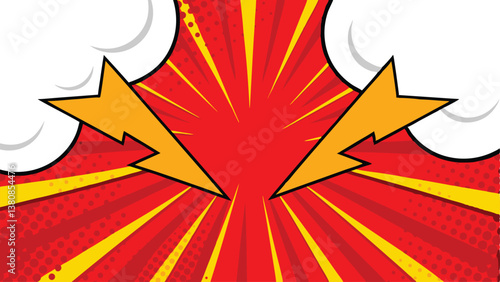 Dynamic Comic Book Explosion Background Red, Yellow, Lightning Bolts