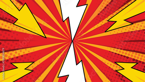 Comic Book Style Red Yellow Explosion Power Burst Background