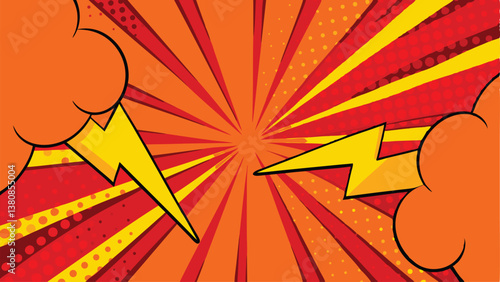 Dynamic Comic Book Explosion Red, Orange, Yellow Radiating Power