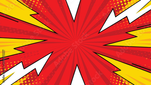 Red Yellow Comic Book Blast Power Pop Art Background Design