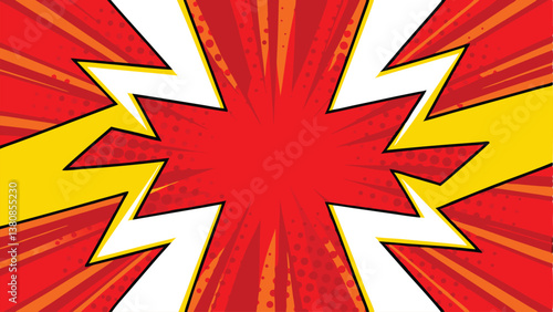 Dynamic Comic Book Explosion Red, Yellow, White Power