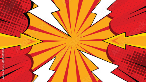 Dynamic Comic Book Explosion Red Yellow Arrows Power Burst