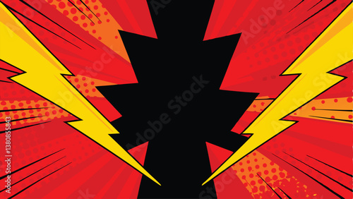 Comic Book Explosion Red Yellow Lightning Power Background Design