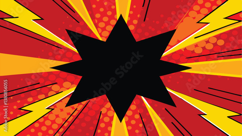 Comic Book Blast Red Yellow Black Starburst Power Pop Art