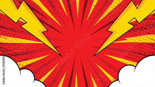 Comic Book Style Red Blast Power Energy Background Design