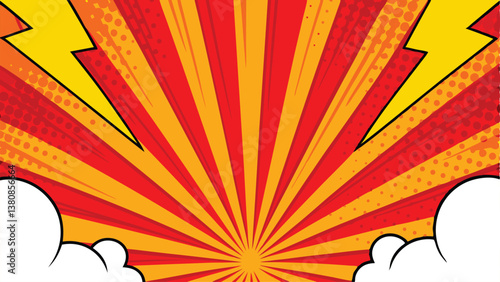 Dynamic Comic Book Explosion Background Red, Yellow, Power