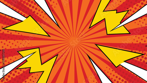 Dynamic Comic Book Explosion Red, Orange, Yellow Burst