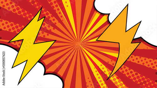 Comic Book Style Explosion with Two Yellow Lightning Bolts